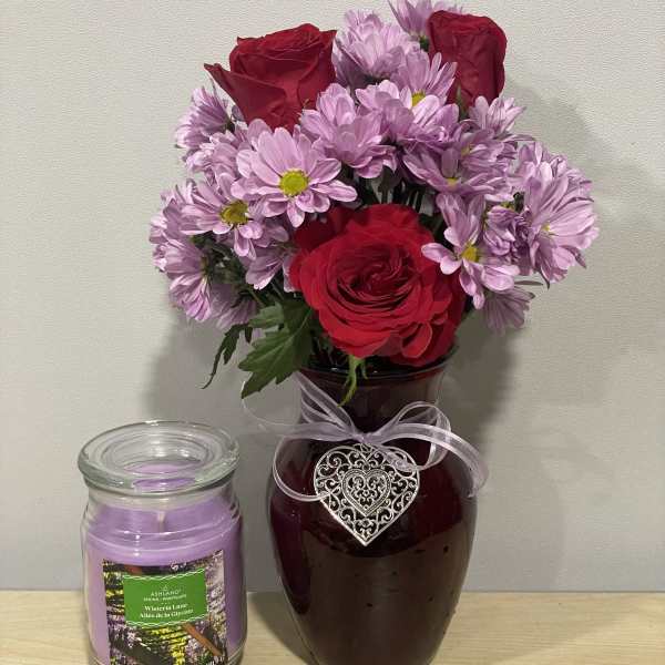 Lavender Daisy Love & Candle