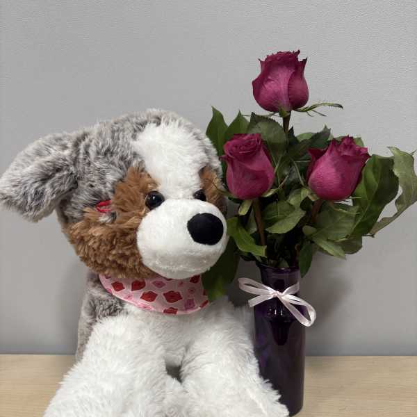 Purple Roses & Kisses Puppy