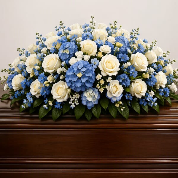 Heavenly Blue Casket Spray