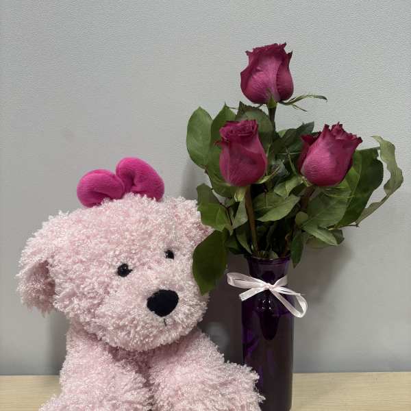 Purple Roses & Pink Doggy