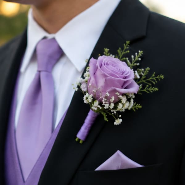 Simple Lavender Rose Boutonniere