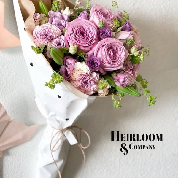 Lavender Love Letter Handheld Garden Rose Bouquet