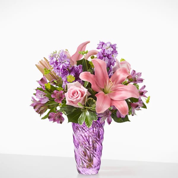 Precious Petals Bouquet with Luxe Swirl Vase