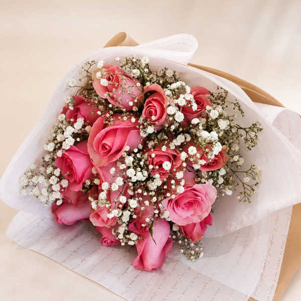 Sweet Blush Roses Bouquet – by Romina’s Flowers