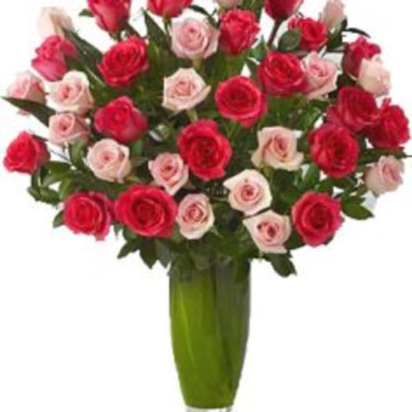 REMARKABLE 36 MIX ROSES ARRANGEMENT