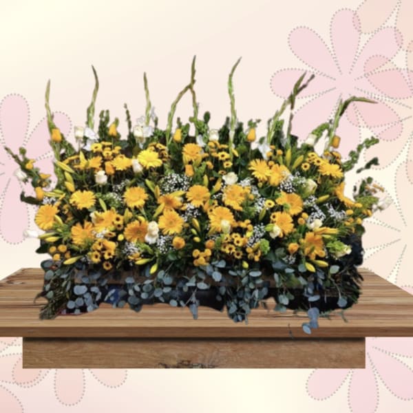 Yellow Sympathy Casket Arrangement