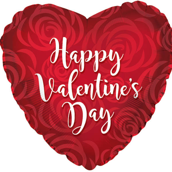 Heart-shaped red balloon with "Happy Valentine's Day" text