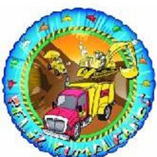 Round balloon with a colorful truck design