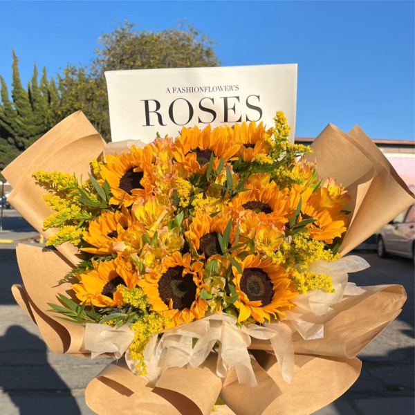 Sunflower And Alstroemeria Burst Bouquet
