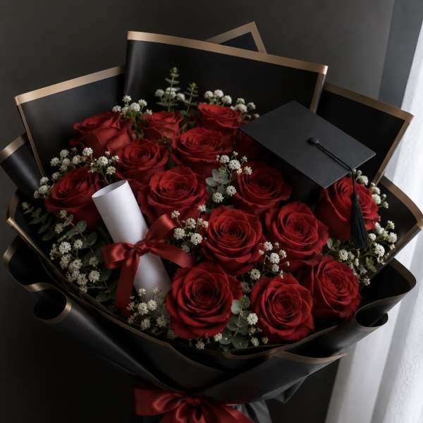 Midnight Rose Graduation Bouquet