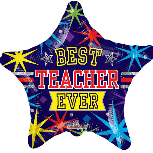 Star-shaped balloon with "Best Teacher Ever" text