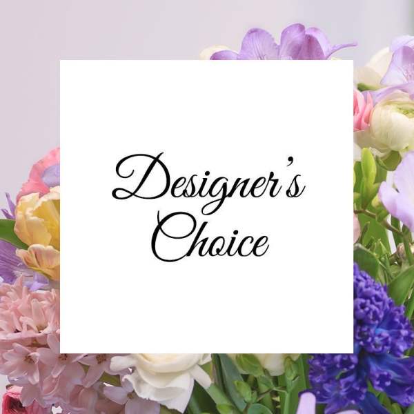 Designer’s Choice text over a pastel floral border