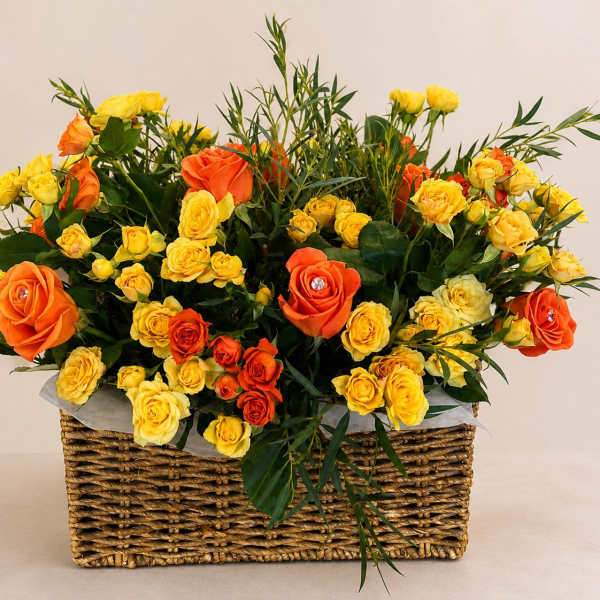 Sunset Garden Basket – by Romina’s Flowers