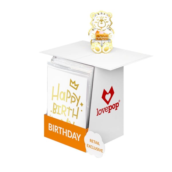 Birthday card box with a teddy bear topper