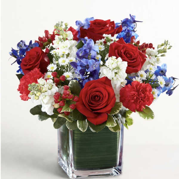 Red, white and blue bouquet