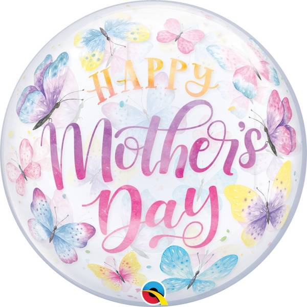 Round balloon with butterflies and "Happy Mother's Day" text
