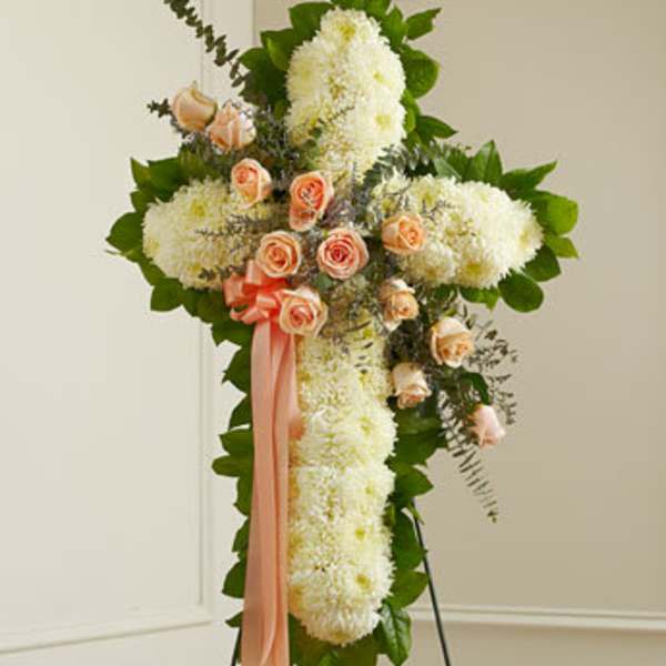 Peach Peace and Prayers Cross (Easel Stand)
