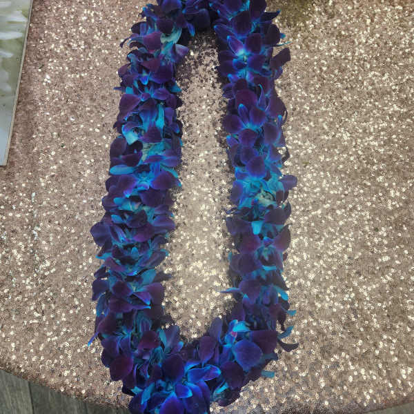 Hawaiian Lei - Flower lei - Fresh blue Orchid Lei