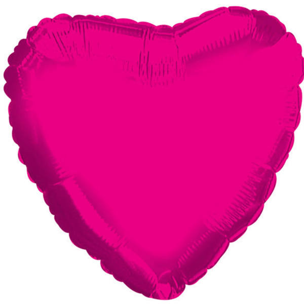Hot pink heart-shaped foil balloon on a white background