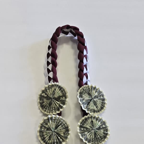 Burgundy & White Money Lei #27