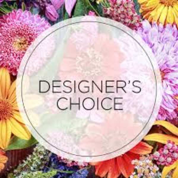 Designer’s choice text over a colorful flower collage
