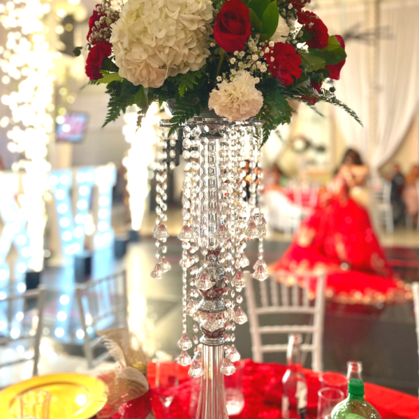 Centerpiece Red Rose And Hydrangea