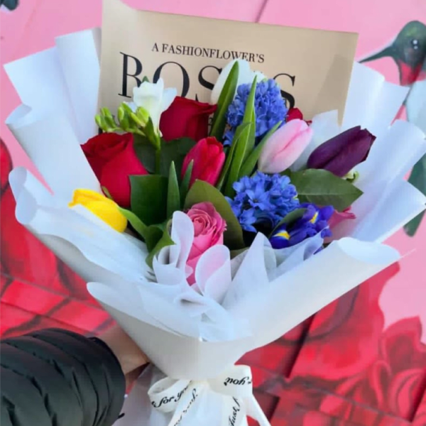 Rose Tulip and Hyacinth Korean Bouquet