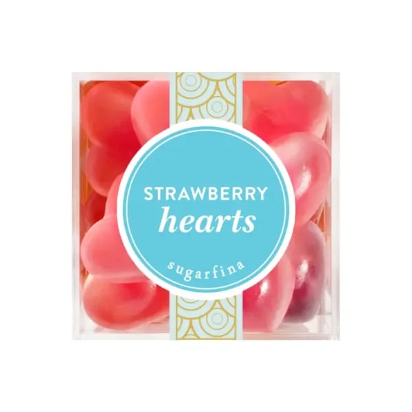 Box of pink strawberry heart candies