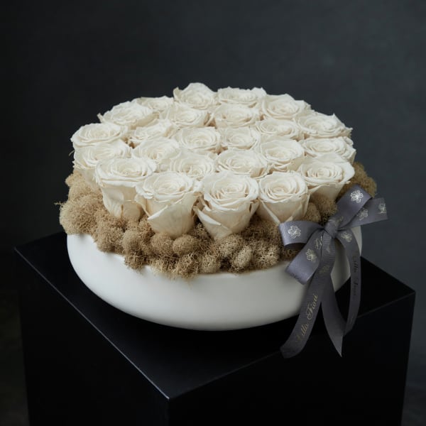 Preserved Roses - White Vase