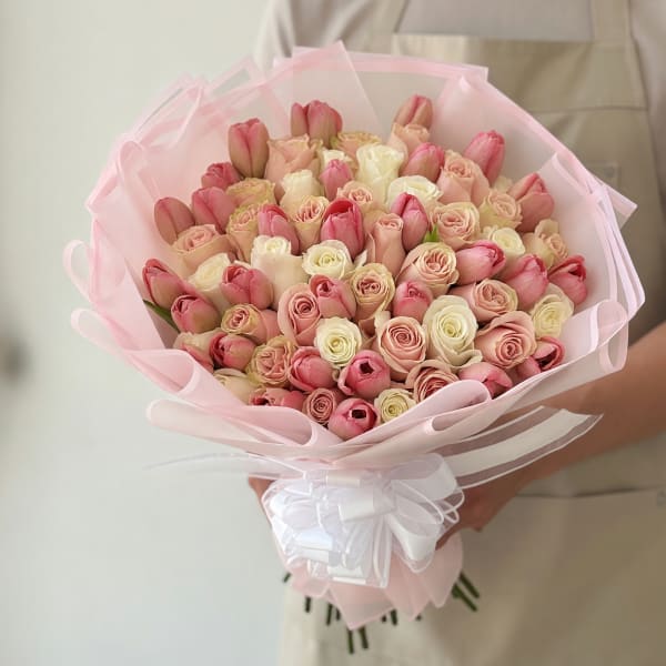 Blush Tulip & Rose Luxury Bouquet