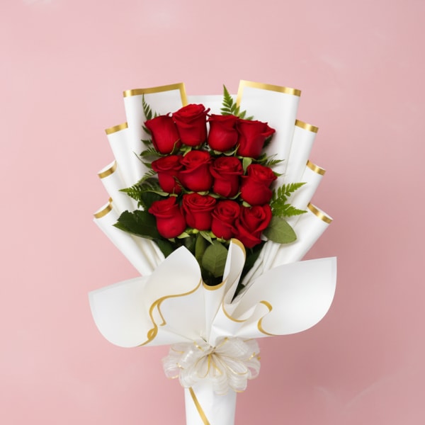 Signature Flat Red Rose Bouquet