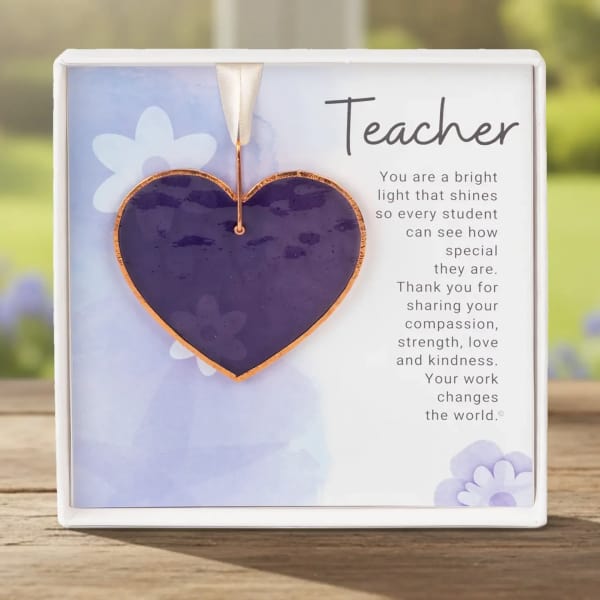 Teacher Keepsake Gift – Handmade Stained Glass Heart