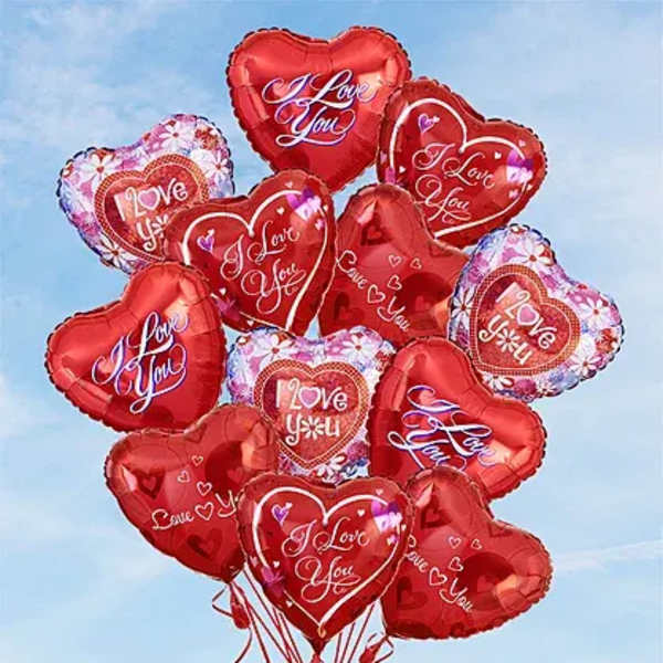I love you assorted balloon bouquet - 12 balloons