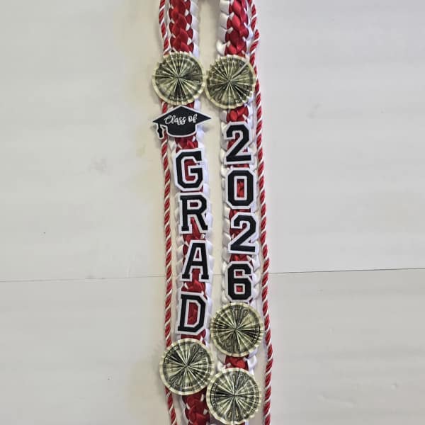 Red & White Grad 2026 Money Lei #39