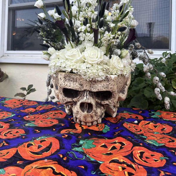 Halloween Skull Flower Arrangement
