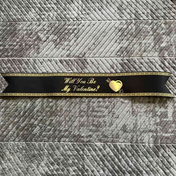 Will You Be My Valentine? Ribbon - Black Color
