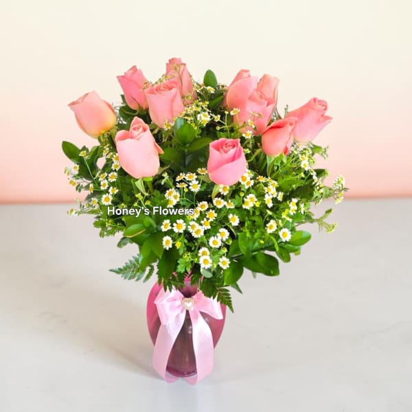 Simple Long Stem Baby Pink Roses