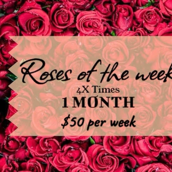 Pink roses with a text banner over them