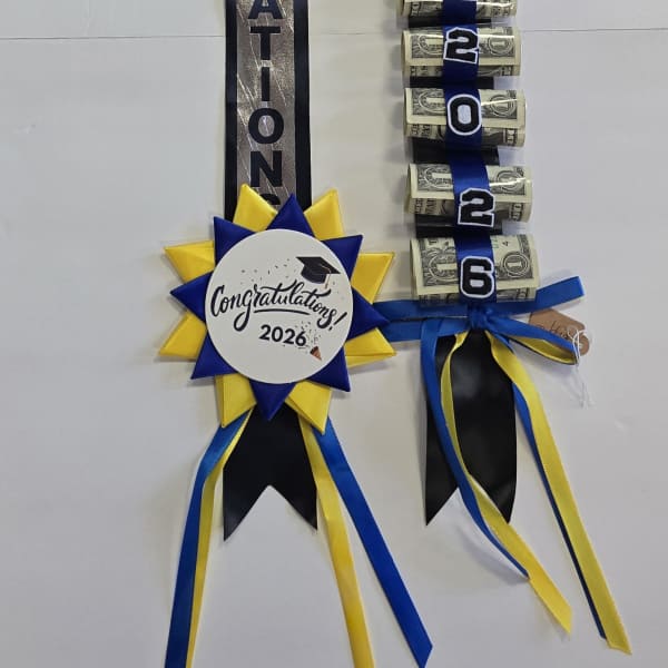 Blue & Yellow 2026 Money Lei #36