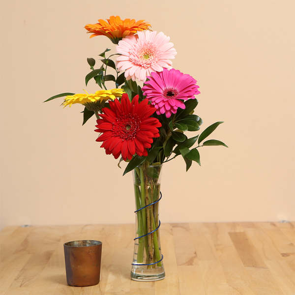Gleeful Gerberas Bud Vase