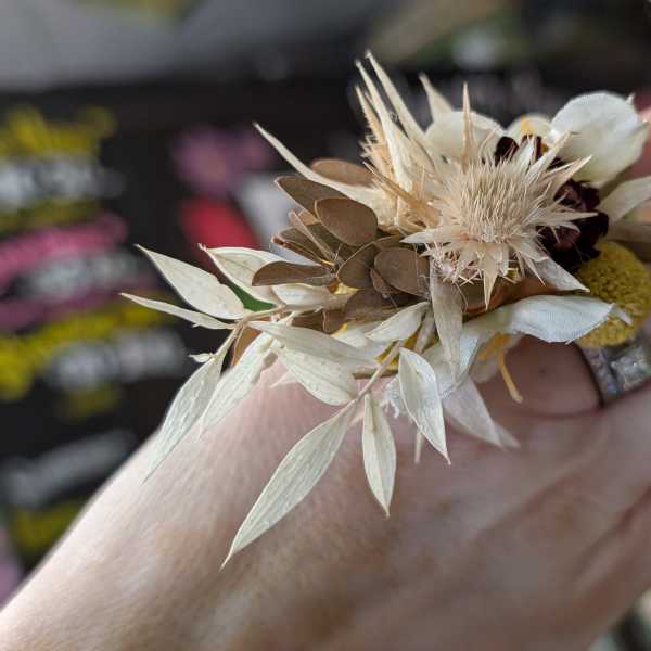 Dried Floral Ring. pink rose with lavender