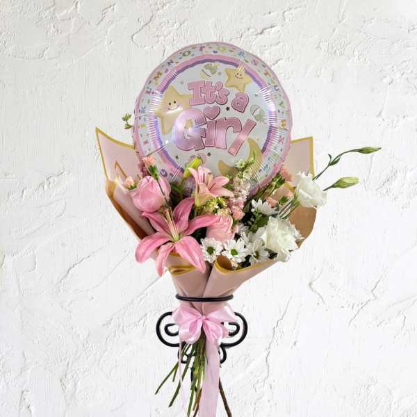 Baby Girl Blooms with Mylar