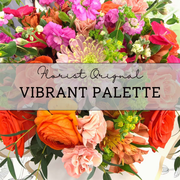 Bright mixed bouquet with roses, chrysanthemums, and pink blooms