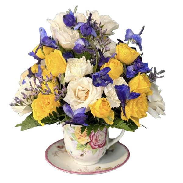 Flowers on tea cup