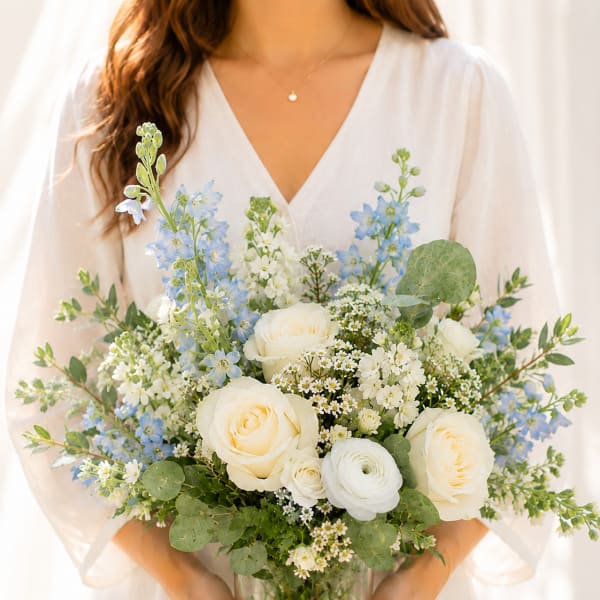 Petite White & Blue Garden Arrangement