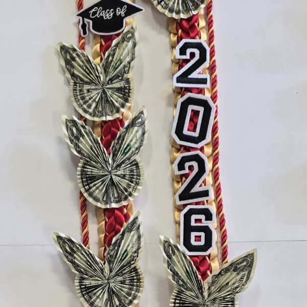 Burgundy & Yellw 2026 Butterfly Money Lei #31