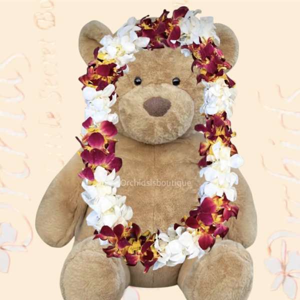 Red & White Double-Sided Orchid Graduation Lei | Orange County AVAILABLE NOW
