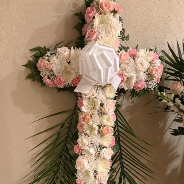 Floral Cross w/Jumbo ribbon