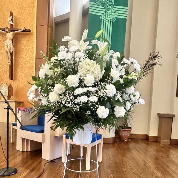 Lily & Carn Sympathy Funeral Basket Arrangement