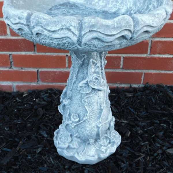 Large Rose Birdbath Cement Birdbath